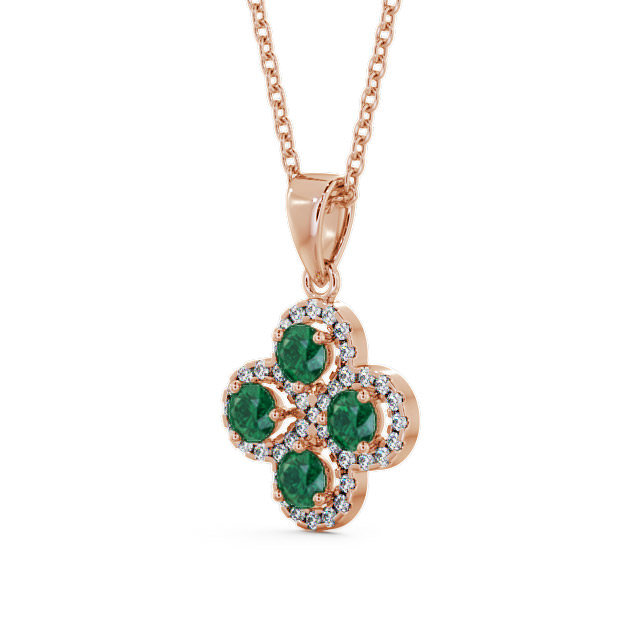 Cluster Emerald and Diamond 0.93ct Pendant 18K Rose Gold - Valerie GEMPNT5_RG_EM_THUMB2
