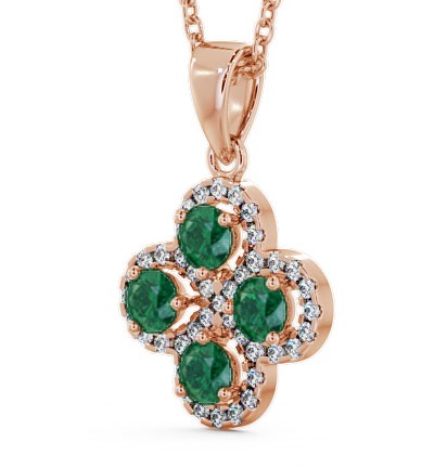 Cluster Emerald and Diamond 0.93ct Pendant 18K Rose Gold GEMPNT5_RG_EM_THUMB1