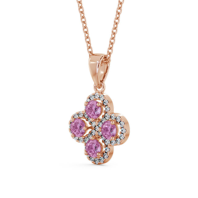 Cluster Pink Sapphire and Diamond 1.05ct Pendant 9K Rose Gold - Valerie GEMPNT5_RG_PS_THUMB2