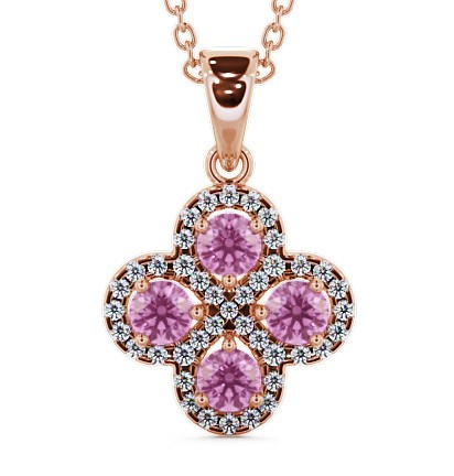  Cluster Pink Sapphire and Diamond 1.05ct Pendant 18K Rose Gold - Valerie GEMPNT5_RG_PS_THUMB2 