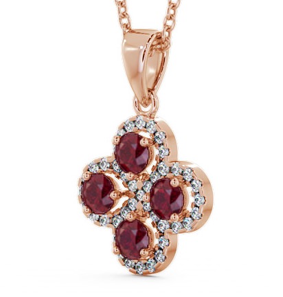 Cluster Ruby and Diamond 1.05ct Pendant 18K Rose Gold GEMPNT5_RG_RU_THUMB1 