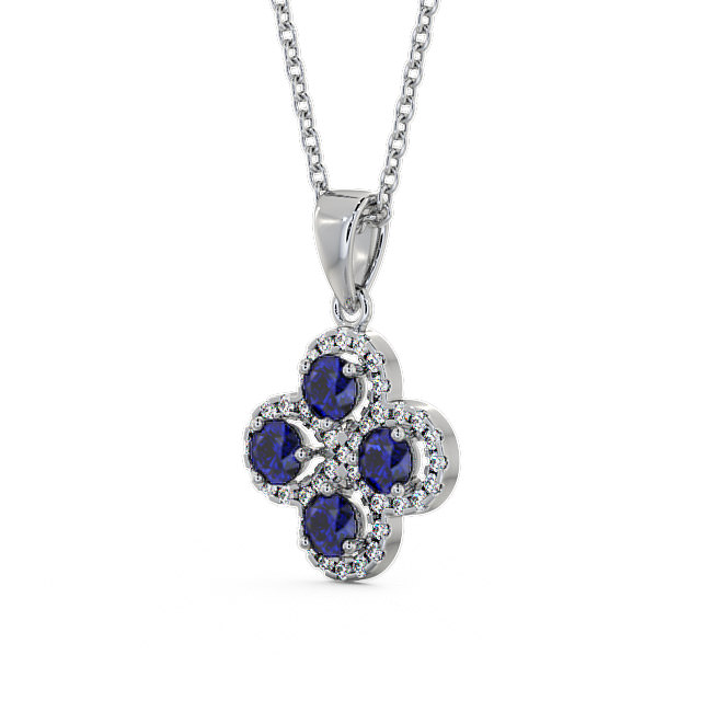 Cluster Blue Sapphire and Diamond 1.05ct Pendant 9K White Gold - Valerie GEMPNT5_WG_BS_THUMB2