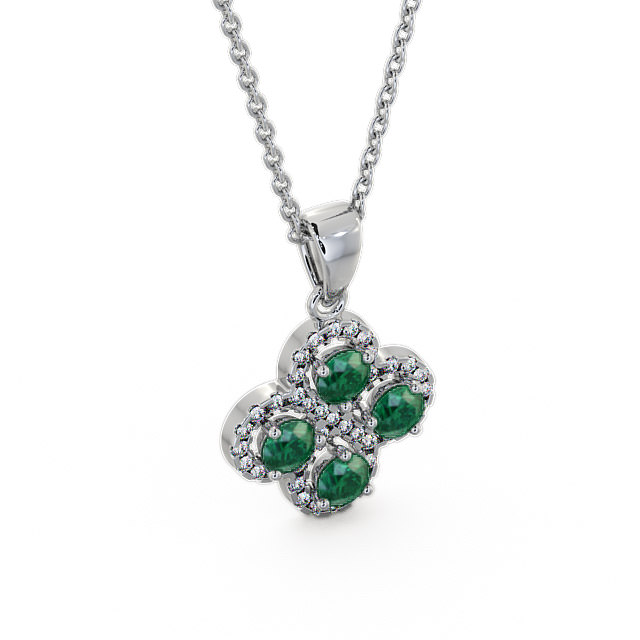 Cluster Emerald and Diamond 0.93ct Pendant 9K White Gold - Valerie GEMPNT5_WG_EM_THUMB2