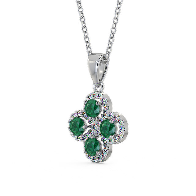 Cluster Emerald and Diamond 0.93ct Pendant 9K White Gold - Valerie GEMPNT5_WG_EM_THUMB2