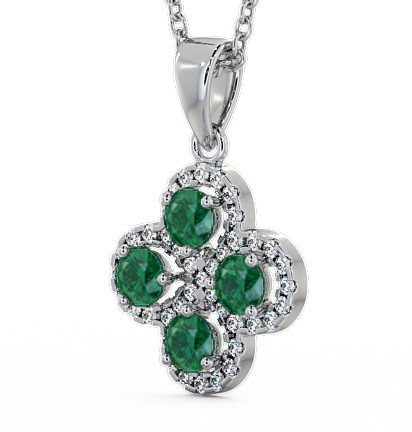 Cluster Emerald and Diamond 0.93ct Pendant 18K White Gold GEMPNT5_WG_EM_THUMB1 