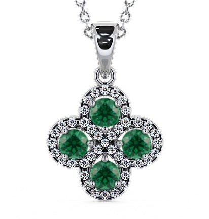  Cluster Emerald and Diamond 0.93ct Pendant 18K White Gold - Valerie GEMPNT5_WG_EM_THUMB2 