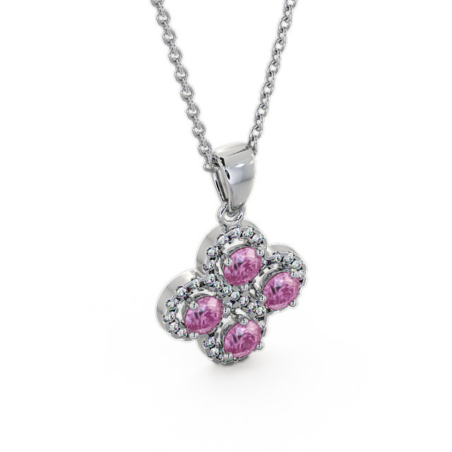 Cluster Pink Sapphire and Diamond 1.05ct Pendant 18K White Gold - Valerie GEMPNT5_WG_PS_THUMB2