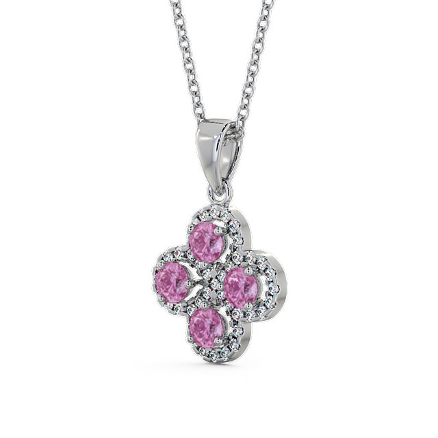 Cluster Pink Sapphire and Diamond 1.05ct Pendant 18K White Gold - Valerie GEMPNT5_WG_PS_THUMB2