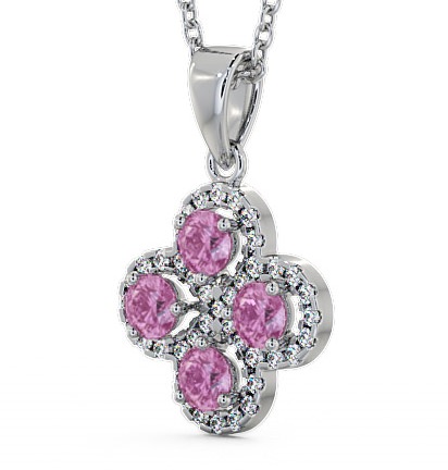 Cluster Pink Sapphire and Diamond 1.05ct Pendant 18K White Gold - Valerie GEMPNT5_WG_PS_THUMB1