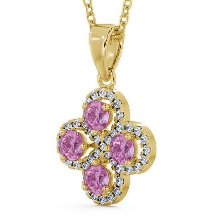 Cluster Pink Sapphire and Diamond 1.05ct Pendant 9K Yellow Gold GEMPNT5_YG_PS_THUMB1 