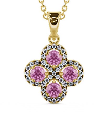 Cluster Pink Sapphire and Diamond 1.05ct Pendant 9K Yellow Gold GEMPNT5_YG_PS_THUMB2 