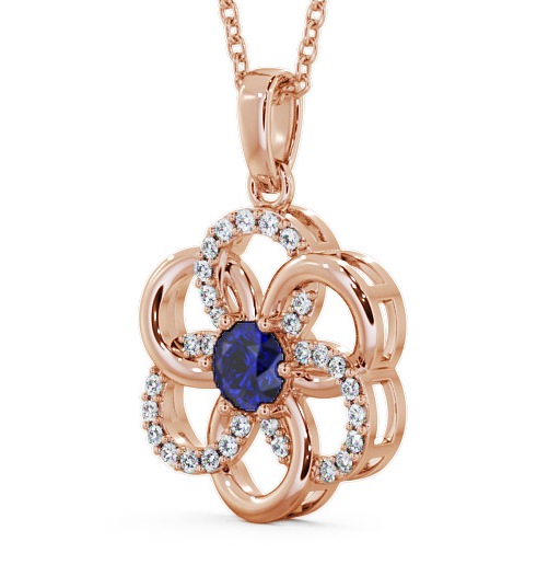  Floral Design Blue Sapphire and Diamond 0.91ct Pendant 18K Rose Gold - Coppice GEMPNT60_RG_BS_THUMB1 