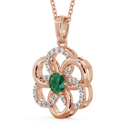 Floral Design Emerald and Diamond 0.74ct Pendant 9K Rose Gold GEMPNT60_RG_EM_THUMB1