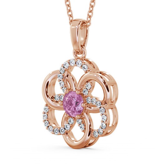 Floral Design Pink Sapphire and Diamond 0.91ct Pendant 18K Rose Gold GEMPNT60_RG_PS_THUMB1