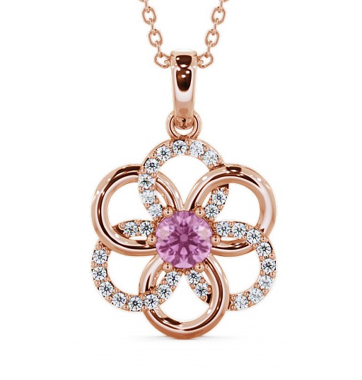  Floral Design Pink Sapphire and Diamond 0.91ct Pendant 9K Rose Gold - Coppice GEMPNT60_RG_PS_THUMB2 
