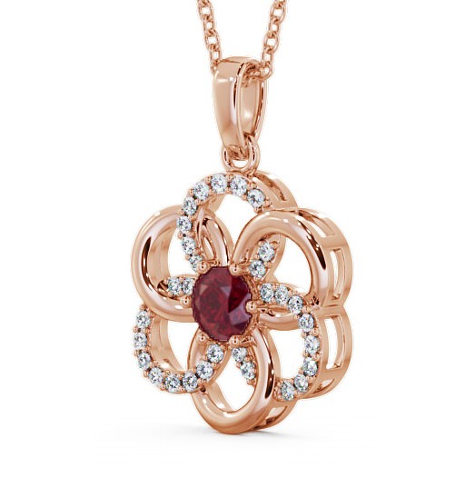  Floral Design Ruby and Diamond 0.91ct Pendant 9K Rose Gold - Coppice GEMPNT60_RG_RU_THUMB1 