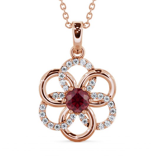  Floral Design Ruby and Diamond 0.91ct Pendant 9K Rose Gold - Coppice GEMPNT60_RG_RU_THUMB2 