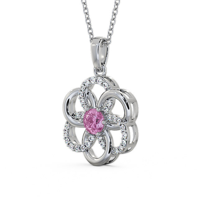 Floral Design Pink Sapphire and Diamond 0.91ct Pendant 9K White Gold - Coppice GEMPNT60_WG_PS_THUMB2