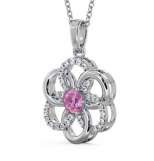 Floral Design Pink Sapphire and Diamond 0.91ct Pendant 18K White Gold GEMPNT60_WG_PS_THUMB1 