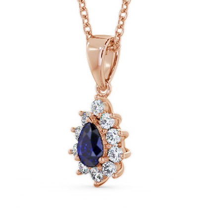 Cluster Blue Sapphire and Diamond 0.85ct Pendant 9K Rose Gold GEMPNT6_RG_BS_THUMB1