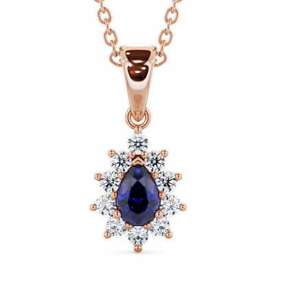  Cluster Blue Sapphire and Diamond 0.85ct Pendant 9K Rose Gold - Acerra GEMPNT6_RG_BS_THUMB2 