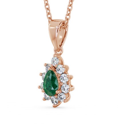 Cluster Emerald and Diamond 0.80ct Pendant 9K Rose Gold - Acerra GEMPNT6_RG_EM_THUMB1 