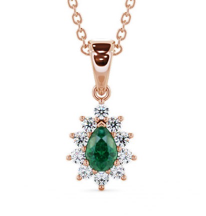  Cluster Emerald and Diamond 0.80ct Pendant 18K Rose Gold - Acerra GEMPNT6_RG_EM_THUMB2 
