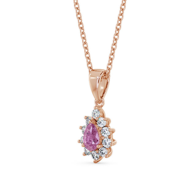 Cluster Pink Sapphire and Diamond 0.85ct Pendant 18K Rose Gold - Acerra GEMPNT6_RG_PS_THUMB2