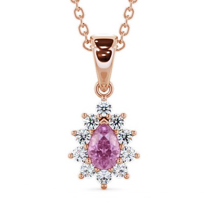  Cluster Pink Sapphire and Diamond 0.85ct Pendant 18K Rose Gold - Acerra GEMPNT6_RG_PS_THUMB2 