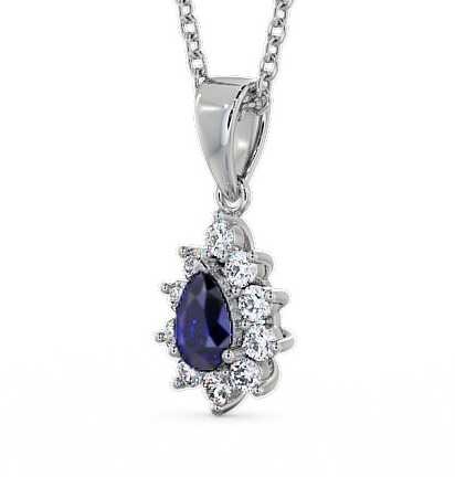 Cluster Blue Sapphire and Diamond 0.85ct Pendant 18K White Gold GEMPNT6_WG_BS_THUMB1