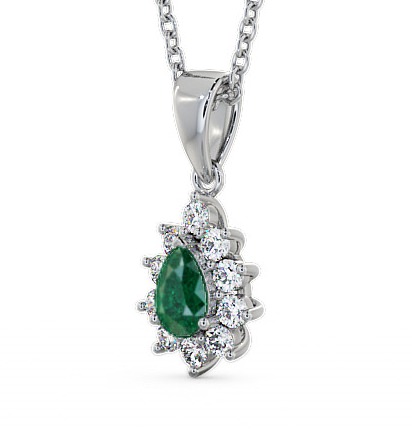 Cluster Emerald and Diamond 0.80ct Pendant 9K White Gold GEMPNT6_WG_EM_THUMB1