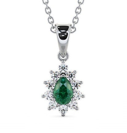  Cluster Emerald and Diamond 0.80ct Pendant 9K White Gold - Acerra GEMPNT6_WG_EM_THUMB2 