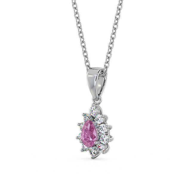 Cluster Pink Sapphire and Diamond 0.85ct Pendant 18K White Gold - Acerra GEMPNT6_WG_PS_THUMB2