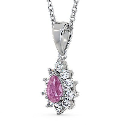  Cluster Pink Sapphire and Diamond 0.85ct Pendant 9K White Gold - Acerra GEMPNT6_WG_PS_THUMB1 