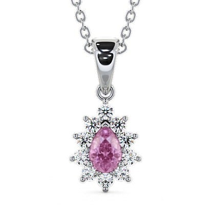  Cluster Pink Sapphire and Diamond 0.85ct Pendant 18K White Gold - Acerra GEMPNT6_WG_PS_THUMB2 
