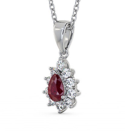 Cluster Ruby and Diamond 0.85ct Pendant 18K White Gold GEMPNT6_WG_RU_THUMB1 