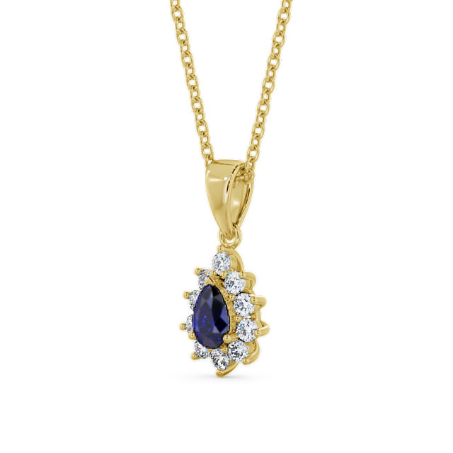 Cluster Blue Sapphire and Diamond 0.85ct Pendant 18K Yellow Gold - Acerra GEMPNT6_YG_BS_THUMB2