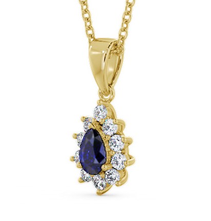 Cluster Blue Sapphire and Diamond 0.85ct Pendant 9K Yellow Gold GEMPNT6_YG_BS_THUMB1