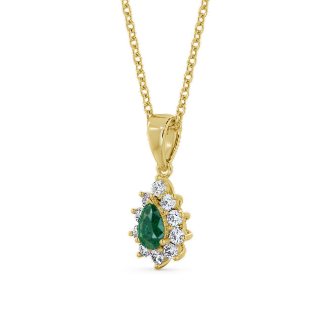 Cluster Emerald and Diamond 0.80ct Pendant 18K Yellow Gold - Acerra GEMPNT6_YG_EM_THUMB2