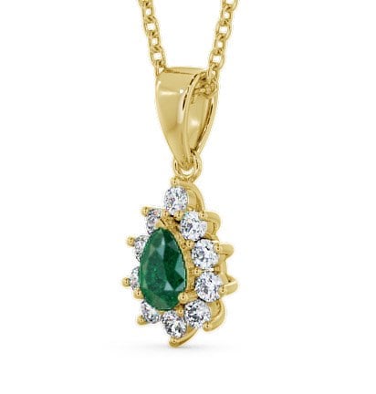 Cluster Emerald and Diamond 0.80ct Pendant 9K Yellow Gold GEMPNT6_YG_EM_THUMB1