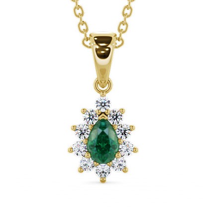 Cluster Emerald and Diamond 0.80ct Pendant 9K Yellow Gold GEMPNT6_YG_EM_THUMB2 