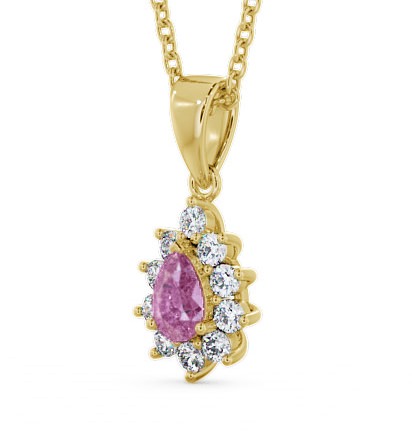  Cluster Pink Sapphire and Diamond 0.85ct Pendant 18K Yellow Gold - Acerra GEMPNT6_YG_PS_THUMB1 