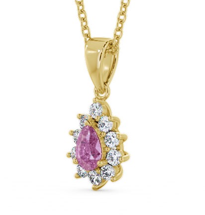 Cluster Pink Sapphire and Diamond 0.85ct Pendant 9K Yellow Gold GEMPNT6_YG_PS_THUMB1