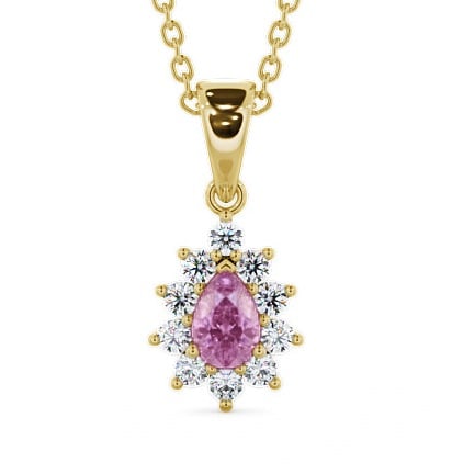  Cluster Pink Sapphire and Diamond 0.85ct Pendant 18K Yellow Gold - Acerra GEMPNT6_YG_PS_THUMB2 