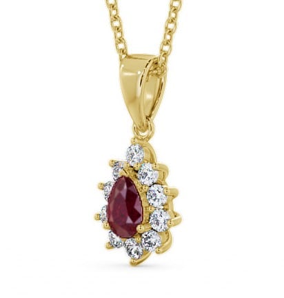 Cluster Ruby and Diamond 0.85ct Pendant 9K Yellow Gold GEMPNT6_YG_RU_THUMB1