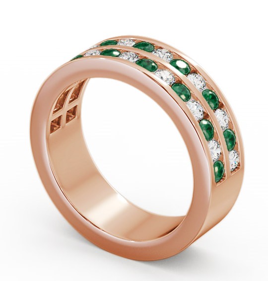 Double Row Half Eternity Emerald and Diamond 1.05ct Ring 9K Rose Gold HE11GEM_RG_EM_THUMB1