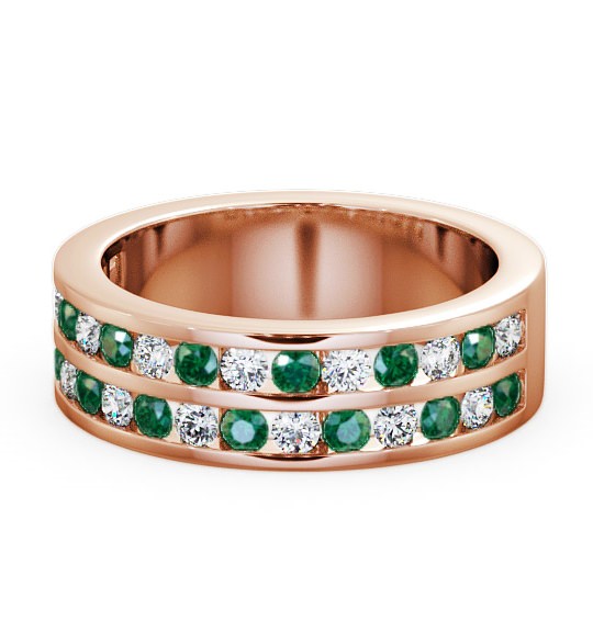  Double Row Half Eternity Emerald and Diamond 1.05ct Ring 18K Rose Gold - Chelford HE11GEM_RG_EM_THUMB2 
