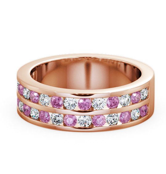  Double Row Half Eternity Pink Sapphire and Diamond 1.20ct Ring 9K Rose Gold - Chelford HE11GEM_RG_PS_THUMB2 