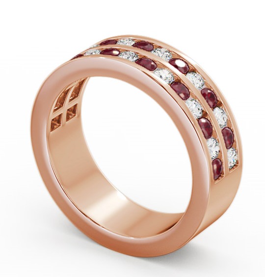 Double Row Half Eternity Ruby and Diamond 1.20ct Ring 18K Rose Gold HE11GEM_RG_RU_THUMB1