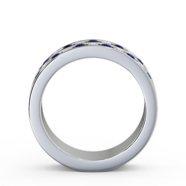 Double Row Half Eternity Blue Sapphire and Diamond 1.20ct Ring 9K White Gold - Chelford HE11GEM_WG_BS_UP